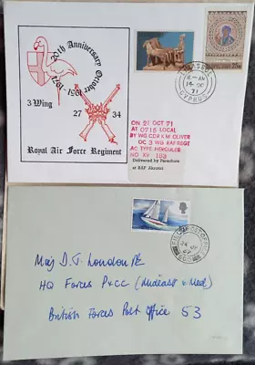 Cyprus 1967 Field Post / 1971 R.a.f. Regt Anniv Covers / Paphos Airmail Postcard • £6.99