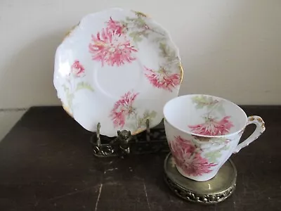 A. Lanternier Limoges France Demitasse Coffee Cup And Saucer Chrysanthemum Gold • $15