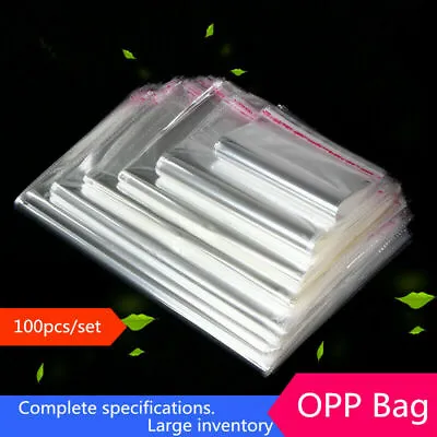 Clear Cellophane Cello Bags Plastic OPP Unsealed Self Adhesive Peel Seal Pack • $5.38