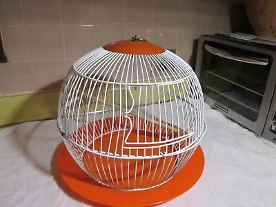 Vintage Rare MCM Wire Pressed Molded Plastic Bird Cage Nice Orange & White • $150