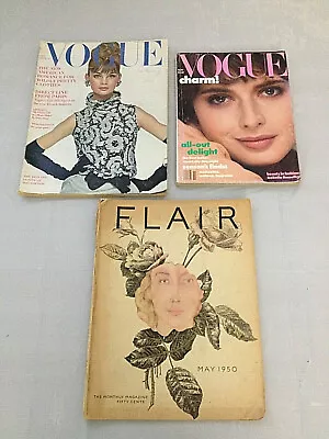 $67.99 • Buy VOGUE Magazine 1963 & 1982 + FLAIR May 1950 - 3 Magazine Lot High Fashion Style 