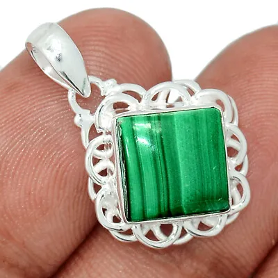 Natural Malachite - Morcco 925 Sterling Silver Pendant Jewelry CP17522 • £7.52