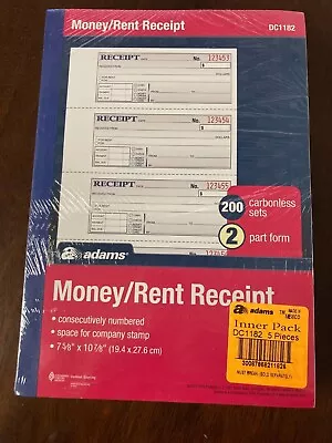 Adams Money/Rent Receipt Books 2 Part Carbonless 7-5/8 X 10-7/8 White 5 Pack • $42.95