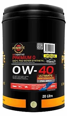 $344.95 • Buy Penrite 10 Tenths Premium 0W-40 Engine Oil 20L