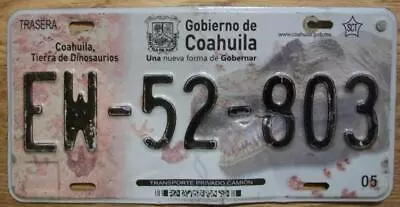 SINGLE MEXICO State Of COAHUILA LICENSE PLATE -2013/15- EW-52-803 - DINOSAUR • $12.99