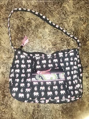 VERA BRADLEY Pink Elephants Quilted Paisley Shoulder Bag Handbag Purse VTG 2007 • $22