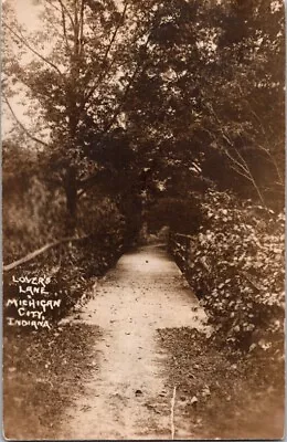 Vintage RPPC Postcard Lover's Lane Michigan City IN Indiana 1911           H-107 • $28.59