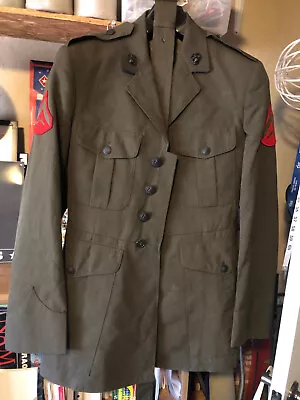 USMC Marine Corps Dress Alpha Green Service Blouse With Belt 41L Trousers 32L • $19.99