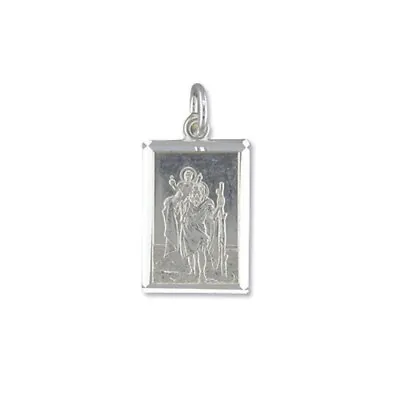 Men's Sterling Silver Medium Diamond Cut Oblong St Christopher Pendant • £36.84