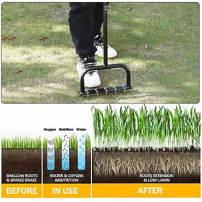 Manual Lawn Aerator Manual Core Aerator Tool Portable Soil Loosening Practical • £38.89