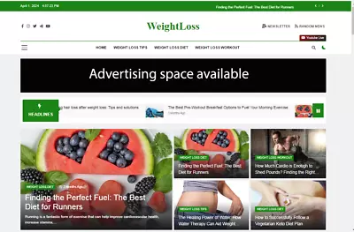 Make Money With  Health & Weight Loss Tips / News Niche Website - Free Hosting • $9.99
