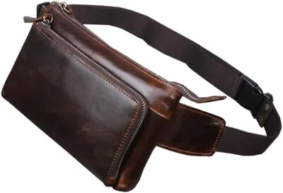Vintage Leather Fanny Pack Waist Bag For Men Women Travel Hiking Running Hip Bum • $40.67
