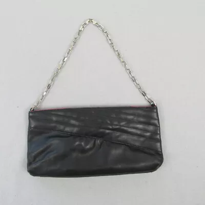 Victoria Secret Quilted Purse Black Rectangle Silver Chain Strap Handbag Y2K • $9