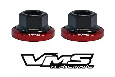 2 Vms Racing Strut Tower Dress Up Red Washers & Black Hex Flanged Nuts 10x1.25 • $15.95