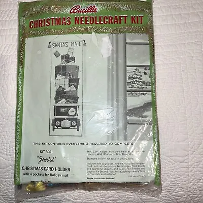 Vintage Bucilla Needlecraft Kit Jeweled Christmas Card Holder  SANTA'S MAIL 3061 • $129.99