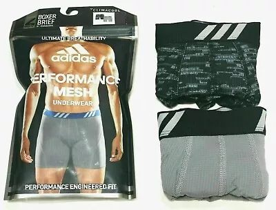 Adidas Men's Boxer Briefs 2 Pack M L Black Grey Stretch Athletic Climacool New • $18.95