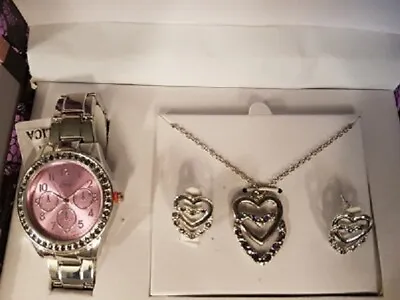 Ladies Teens Girls Jewellery WATCH NECKLACE & Earing Set Gift Set • $24.95
