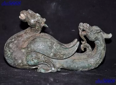 5.4 China Dynasty Bronze Ware Sacrifice Fengshui Brave Troops Pixiu Beast Statue • $169.15