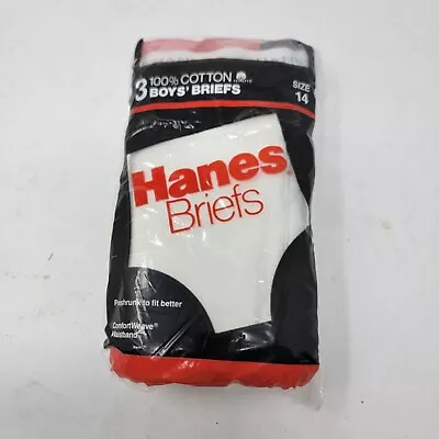 Hanes 1987 Boys 14 Briefs 3 Pack Cotton White Red Line Vintage Underwear USA  • $36.50