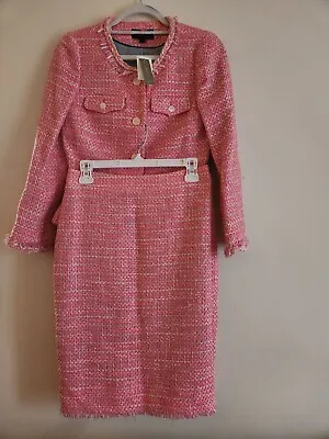 JCREW Set Peplum Lady Jacket Tag & Skirt No Tag Neon Fuchsia Tweed  G1959 New • $229