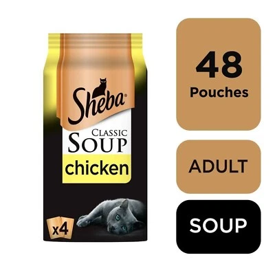 £19.99 • Buy 48 X 40g Sheba Classics Soup Wet Cat Food Pouches With Chicken Fillets