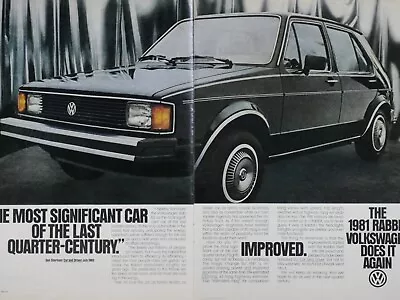 1981 Volkswagen Rabbit Vintage VW Does It Again Original Print Ad 2 Page • $6.95