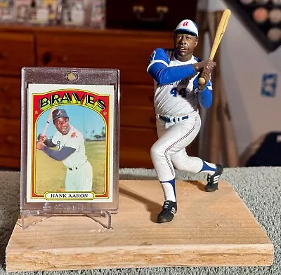 HANK AARON 🔥 1972 Topps #299 🔥 McFarlane Figure On Cedar NICE Desk Item • $89.95