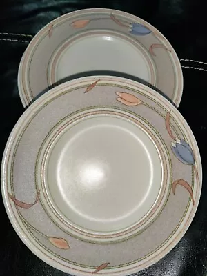 4 Meadow Sun Mikasa China Intaglio Pastel Meadow Sun Dessert Plates 6 3/4  CAC02 • $34.99