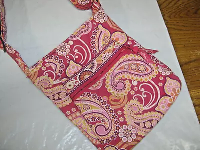 VERA BRADLEY RASPBERRY FIZZ Orange Pink HIPSTER CROSSBODY PURSE 11 X 9 X 1 GUC • $15.99