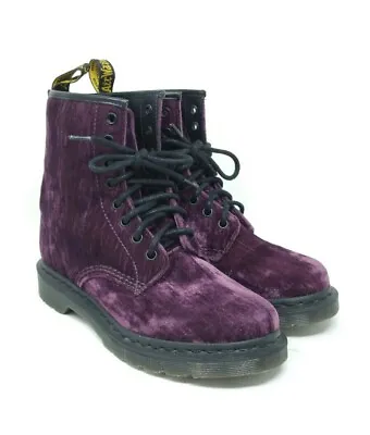 Dr Martens Boots Womens Size 6 Castel Purple Velvet  Doc AirWair 1460 AW004 • $58.26