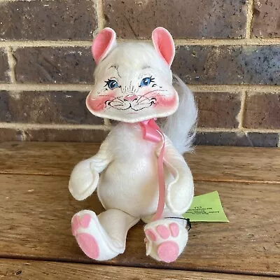Vintage Annalee White Cat Pink Ears And Paws 1984 11” • $29.99