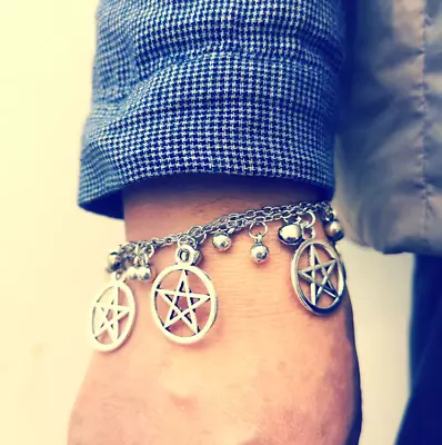 Pentagram Bracelet Charm Bracelet Gothic Pagan Witchcraft • £4.99