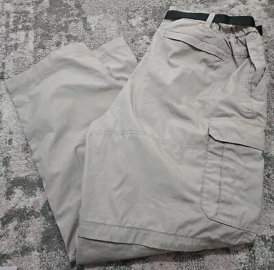 CRAGHOPPERS Men's Zip Off Cargo Trousers / Shorts Sand Grey Belt Size L 40  • £19.99