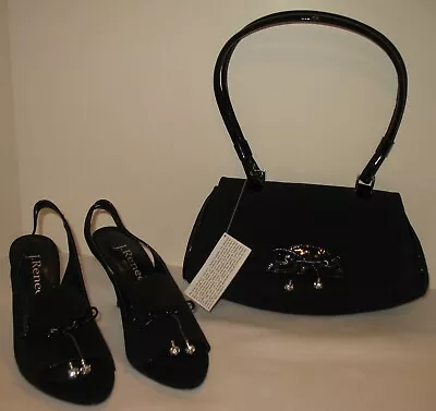 J Renee Kyra Dress Sling Back Shoes & Matching Handbag Black US 8.5  NEW • $74.99