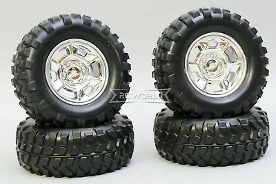 RC Scale Truck WHEELS TIRES FORD F350 Style CHROME Assembled 95mmx35mm  -4pcs- • $16.99