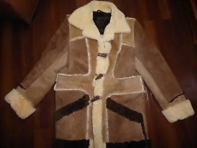 VTG Shearling Toggle Coat Sheepskin Leather Ranch Yellowstone Kings Road 38 • $40