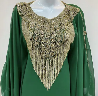 SALE!! New Moroccan Kaftan Wedding Dress Arabic Abaya Very Fancy Long Gown 471 • $56.69