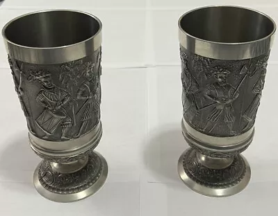 Set Of MULLINGAR PEWTER FIGHTING IRISH GOBLET Cup Chalice Made In Ireland￼ • $35.99