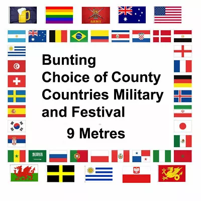 £7.50 • Buy BUNTING 9m World Cup Festival Caribbean Flags Olympics Country Rainbow Pride Etc