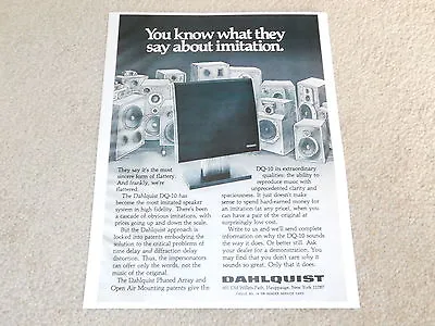 Dahlquist DQ-10 Speaker Ad 1980 1 Pg Article Beautiful Advertisement! • $9.99