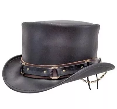 Dorado Deadman Biker SR2 Band Gothic Cowboy Leather Top Black Hat Steampunk • $79.99