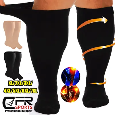 Plus Size Compression Socks 30-40 Mmhg For Men And Women Wide S-7X-Large Black • $16.49