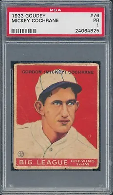 1933 Goudey #76 Mickey Cochrane Philadelphia Athletics  PSA 1 • $179.99