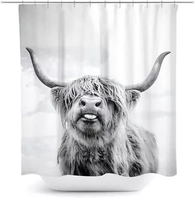 $17.90 • Buy Washable Shower Curtain Highland Cow 3D Print Waterproof Fabric Bathroom Decor