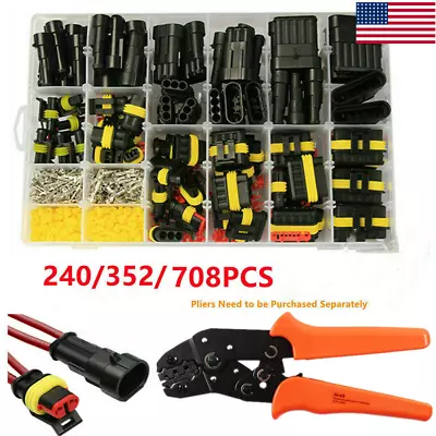 708Pcs 1-6 Pin Car Automotive Waterproof Electrical Wire Connector Plug Kit Set • $13.01