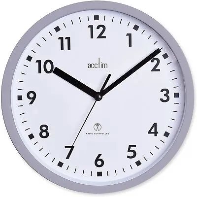 Acctim 74667 Nardo 20cm Radio Controlled Grey Wall Clock • £18.65