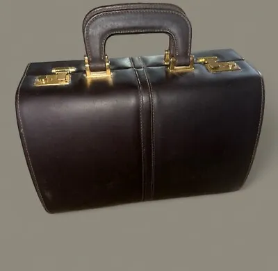 Vintage Brown Leather Case Doctor's Bag Or Briefcase 12.5”x7”x5” W/Lock & Keys • $89.99