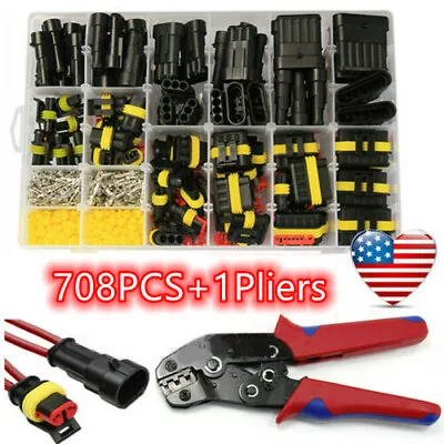 708PCS 1-6 Pin Car Automotive Waterproof Electrical Wire Connector Plug Kit Set • $9.50