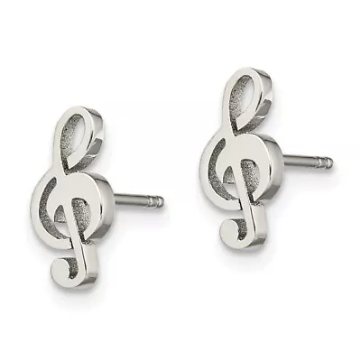 Stainless Steel Treble Clef Music Note Stud Earrings • $72