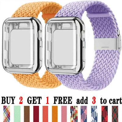 $12.34 • Buy Elastic Nylon Strap Braided Band+ Case Cover For IWatch Apple Watch SE 8 7 6 5 4